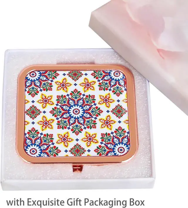 Alt view image 6 of 7 - Purse Mirror Compact, Rosegold Square 2.8×2.8 Metal Frame DropRubber Style Double Sided 1X/2X Small Mirror for Purse (Ethinc01)