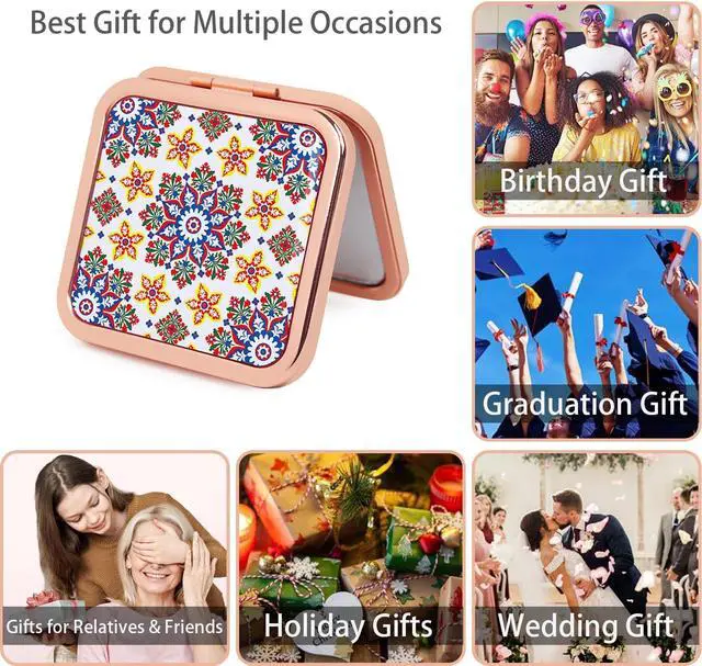 Alt view image 7 of 7 - Purse Mirror Compact, Rosegold Square 2.8×2.8 Metal Frame DropRubber Style Double Sided 1X/2X Small Mirror for Purse (Ethinc01)