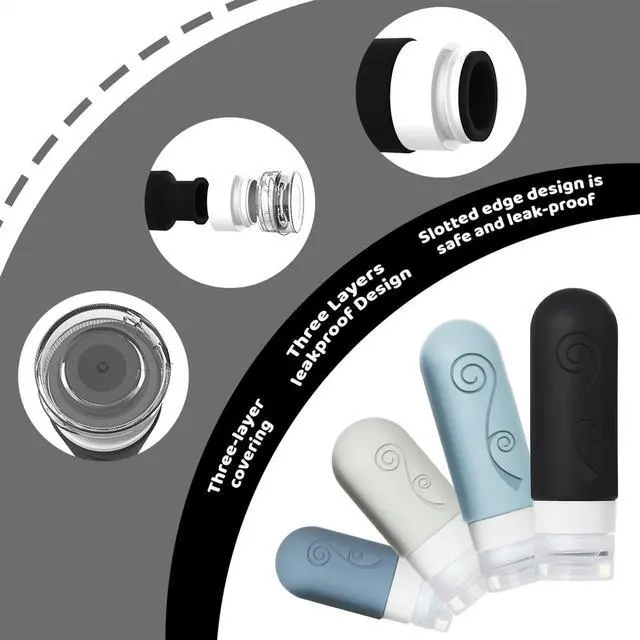 Alt view image 4 of 7 - vodvob 16 Pack Travel Bottles Set for Toiletries, TSA Approved Travel Containers Leak Proof Silicone Squeezable Travel Accessories 2oz 3oz for Shampoo Conditioner Lotion Body Wash (BPA Free) (black)