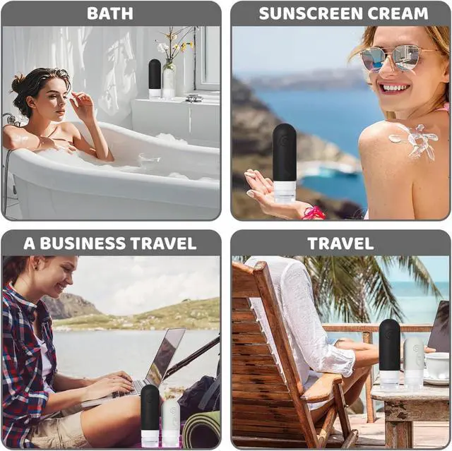 Alt view image 6 of 7 - vodvob 16 Pack Travel Bottles Set for Toiletries, TSA Approved Travel Containers Leak Proof Silicone Squeezable Travel Accessories 2oz 3oz for Shampoo Conditioner Lotion Body Wash (BPA Free) (black)