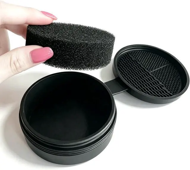 Alt view image 4 of 6 - Makeup Brush Cleaning Mat Color Removal Sponge, 2 in 1 Dry&Wet Makeup Brush Cleaning Tool Portable for Eyeshadow Blush Powder Brushes Color Remover, Travel & Daily Makeup Use