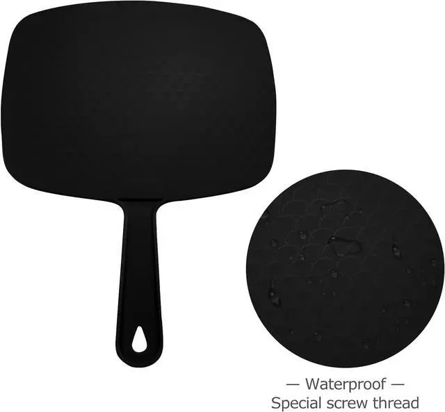 Alt view image 3 of 7 - 2Pcs Handheld Mirror, Portable Hand Mirror with Hanging Hole in Handle, Black 10.4" L x 7.4" W