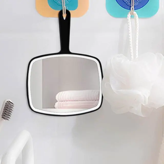 Alt view image 5 of 7 - 2Pcs Handheld Mirror, Portable Hand Mirror with Hanging Hole in Handle, Black 10.4" L x 7.4" W