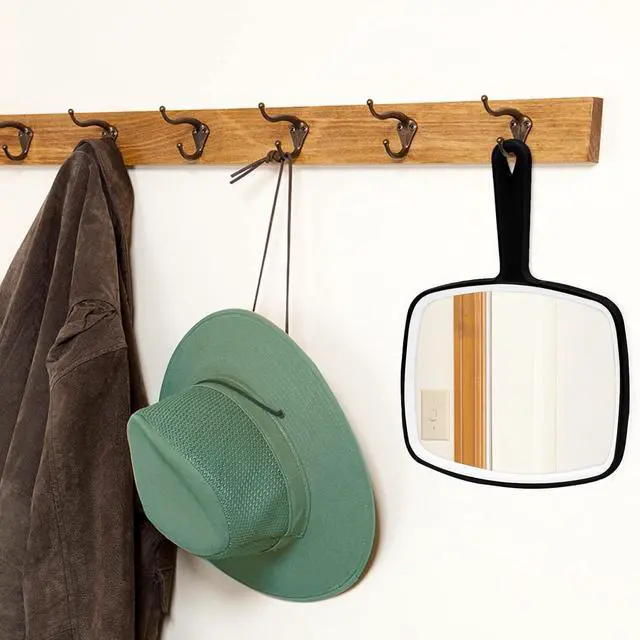 Alt view image 6 of 7 - 2Pcs Handheld Mirror, Portable Hand Mirror with Hanging Hole in Handle, Black 10.4" L x 7.4" W