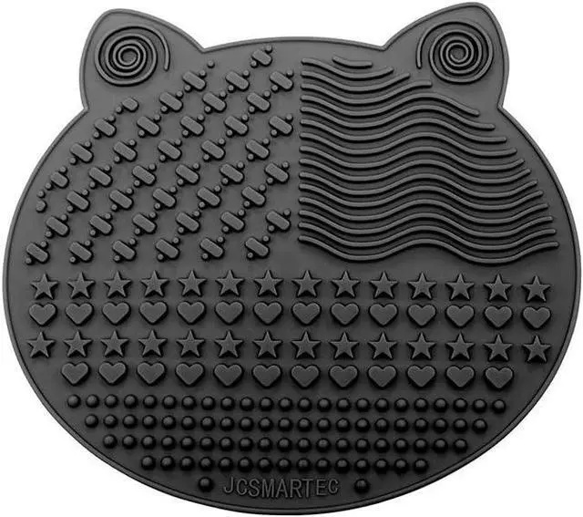 Alt view image 3 of 7 - 2Pack Makeup Brush Cleaning Mat, Cute Cat Ear Animal Design Silicone Brush Cleaner Pad with Suction Cups (Black+White)