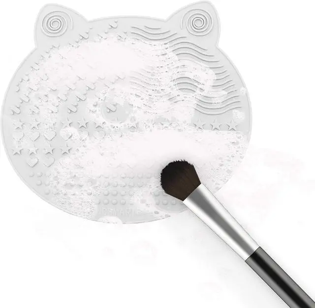 Alt view image 6 of 7 - 2Pack Makeup Brush Cleaning Mat, Cute Cat Ear Animal Design Silicone Brush Cleaner Pad with Suction Cups (Black+White)
