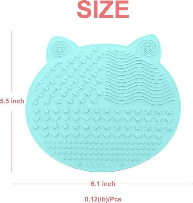 Alt view image 7 of 7 - 2Pack Makeup Brush Cleaning Mat, Cute Cat Ear Animal Design Silicone Brush Cleaner Pad with Suction Cups (Black+White)