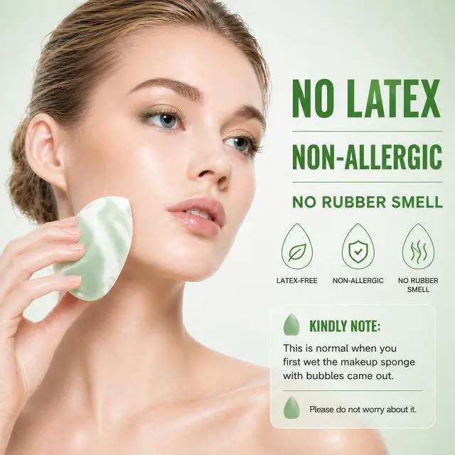Alt view image 4 of 7 - Makeup Sponge Set Foundation Blending Beauty Sponge with Case and Holder, Latex Free, Super Soft, Dry & Wet Use, Absorbs Minimal, Multi Colored 4 Pcs (Matcha Latte)