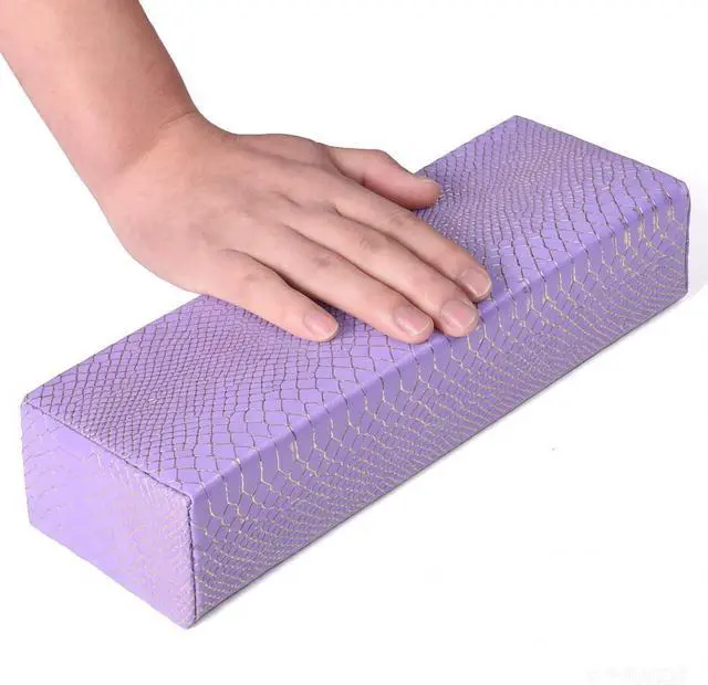 Main image of Arm Rest for Nails, Easy to Clean Nail Armrest Pillow for Acrylic Nails Sturdy PU Leather Hand Rest Cusion Holder Cute Soft Waterproof for Nail Tech (Purple)