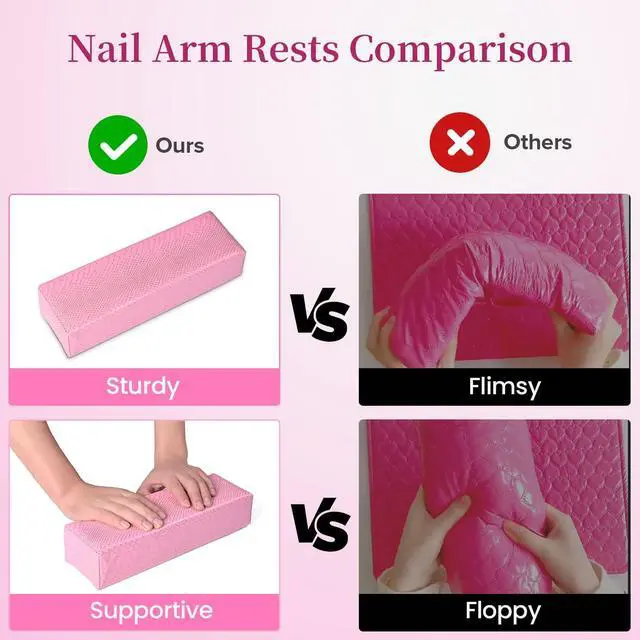 Alt view image 4 of 7 - Arm Rest for Nails, Easy to Clean Nail Armrest Pillow for Acrylic Nails Sturdy PU Leather Hand Rest Cusion Holder Cute Soft Waterproof for Nail Tech (Purple)