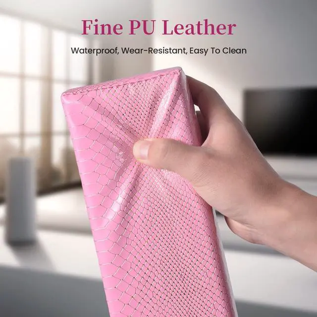 Alt view image 2 of 7 - Arm Rest for Nails, Easy to Clean Nail Armrest Pillow for Acrylic Nails Sturdy PU Leather Hand Rest Cusion Holder Cute Soft Waterproof for Nail Tech (Purple)