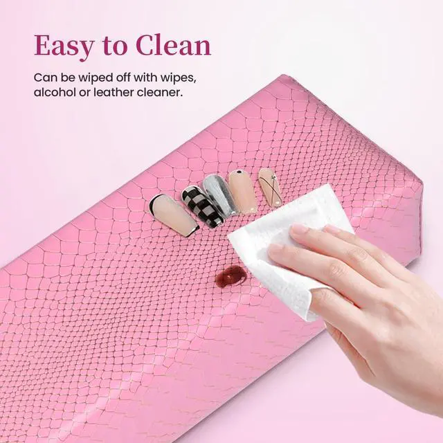 Alt view image 3 of 7 - Arm Rest for Nails, Easy to Clean Nail Armrest Pillow for Acrylic Nails Sturdy PU Leather Hand Rest Cusion Holder Cute Soft Waterproof for Nail Tech (Purple)