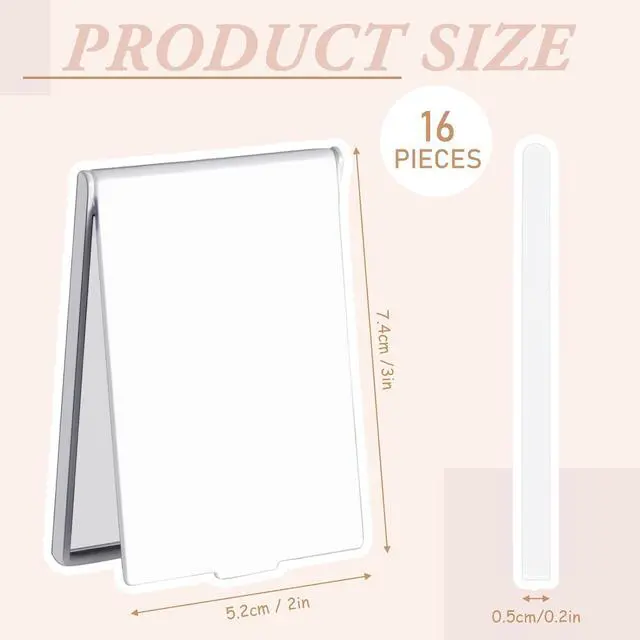 Alt view image 2 of 7 - Queekay 16 Pcs Mini Compact Mirror Travel for Women Girls, White | Portable Travel Face with Stand, 2x3x0.2 Inch for Purse Handbag, Foldable Makeup Hand Vanity Party Favors Bulk Gifts
