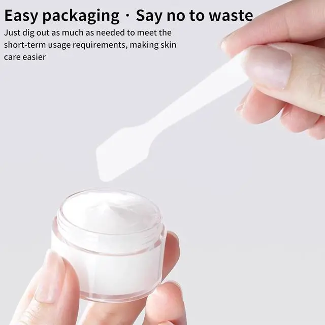 Alt view image 2 of 7 - 12 Pcs 15ml/0.5oz Small Travel Containers, 4 Pcs Makeup Spatula, Clear Plastic Cosmetic Jar Refillable Roun for Lotion Cream Products Sample Bottles, Plastic with Screw on Lid Container (purple)