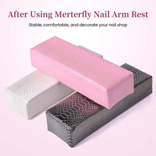 Alt view image 6 of 7 - Arm Rest for Nails, Easy to Clean Nail Armrest Pillow for Acrylic Nails Sturdy PU Leather Hand Rest Cusion Holder Cute Soft Waterproof for Nail Tech (Purple)