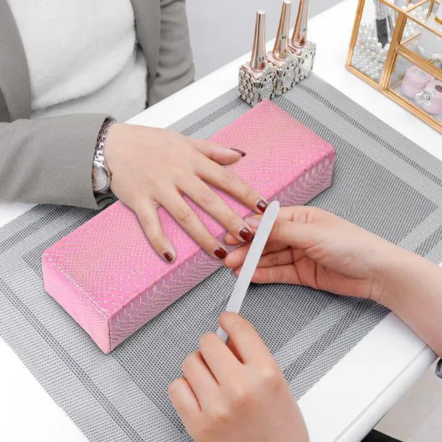 Alt view image 7 of 7 - Arm Rest for Nails, Easy to Clean Nail Armrest Pillow for Acrylic Nails Sturdy PU Leather Hand Rest Cusion Holder Cute Soft Waterproof for Nail Tech (Purple)