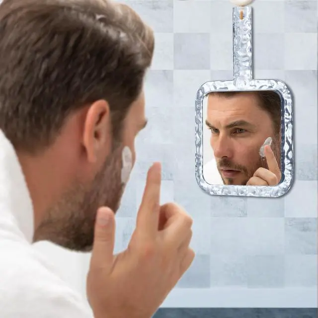 Alt view image 6 of 7 - YEAKE Hand Mirror,Double-Sided Handheld 1X/5X Magnifying Mirror with Handle for Makeup, Shaving Mirror with Hole Hanging,Acrylic, 6.1" W x 10" L, Square Shape, Transparent 1 PC