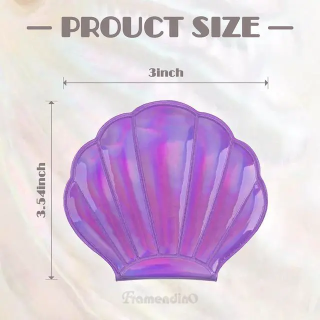 Alt view image 6 of 7 - Framendino, 4 Pack Portable Glitter Shell Shape Mirror Foldable Travel Makeup Cute Double-Sided Magnification Small Compact Seashell Mini Handhold for Women