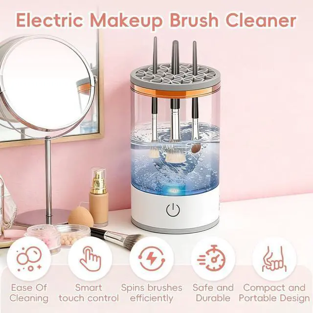 Alt view image 3 of 7 - 3 In 1 Electric Makeup Brush Cleaner Machine,Automatic Makeup Brush Cleaner Electric,Cleaning Tool,Cosmetic Brushes Cleaners,For Deep Cleaning (White)