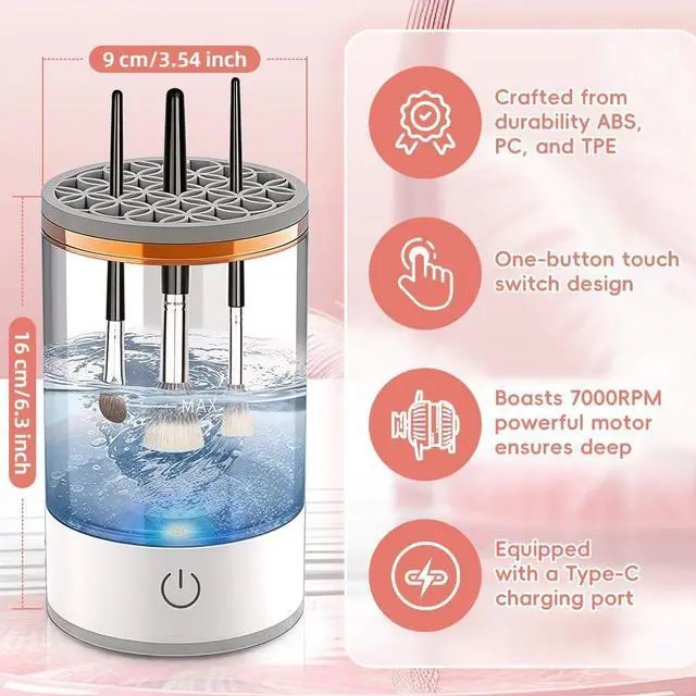 Alt view image 4 of 7 - 3 In 1 Electric Makeup Brush Cleaner Machine,Automatic Makeup Brush Cleaner Electric,Cleaning Tool,Cosmetic Brushes Cleaners,For Deep Cleaning (White)