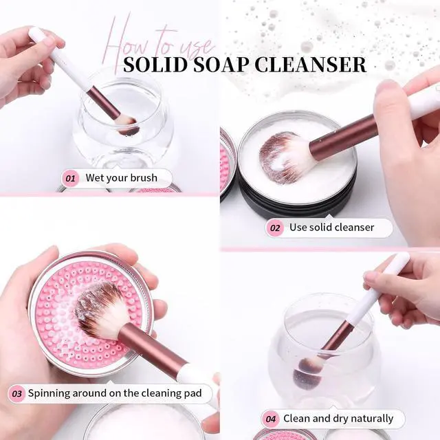 Alt view image 2 of 7 - DUcare Makeup Brush Cleaner Shampoo Soap Solid Brush Cleaning Mat Removes Cosmetic Color Brush Cleaner Pad for Cleaning Makeup Sponges Brushes