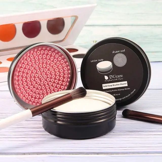 Alt view image 4 of 7 - DUcare Makeup Brush Cleaner Shampoo Soap Solid Brush Cleaning Mat Removes Cosmetic Color Brush Cleaner Pad for Cleaning Makeup Sponges Brushes
