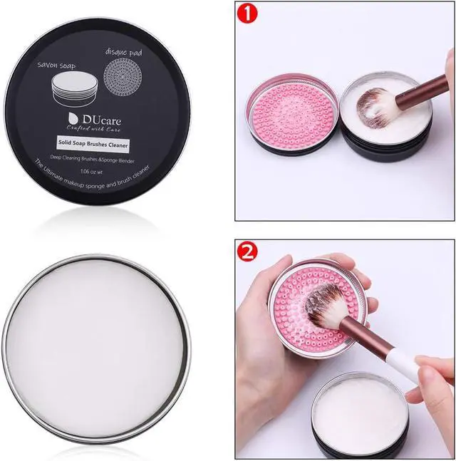 Alt view image 5 of 7 - DUcare Makeup Brush Cleaner Shampoo Soap Solid Brush Cleaning Mat Removes Cosmetic Color Brush Cleaner Pad for Cleaning Makeup Sponges Brushes