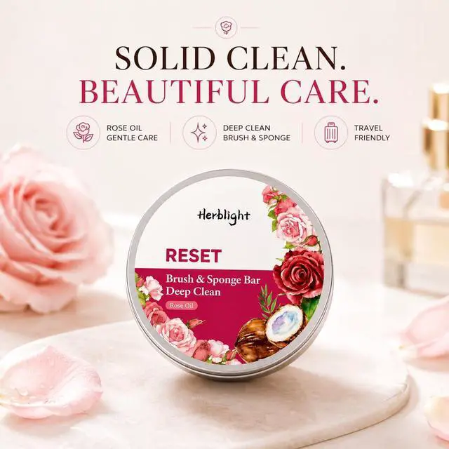 Alt view image 2 of 7 - Makeup Brush Cleaner Soap, Rose Oil Solid Bar | Heart-Shaped Solid Cleanser for Makeup Brushes & Sponges with Silicone Cleaning Pad, Rose Oil Formula, Travel Friendly