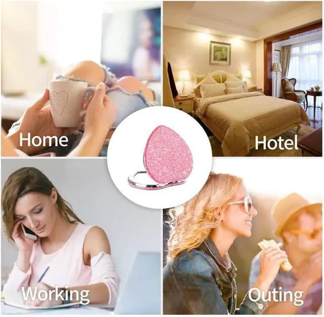 Alt view image 7 of 7 - Cute Heart Shaped Compact Mirror for Women,Magnifying Travel Mirror with Glitter,Pink Small Pocket Mirror,Portable 2 x 1x Magnification Folding Makeup Mirror,Cosmetic Mirror for Gift