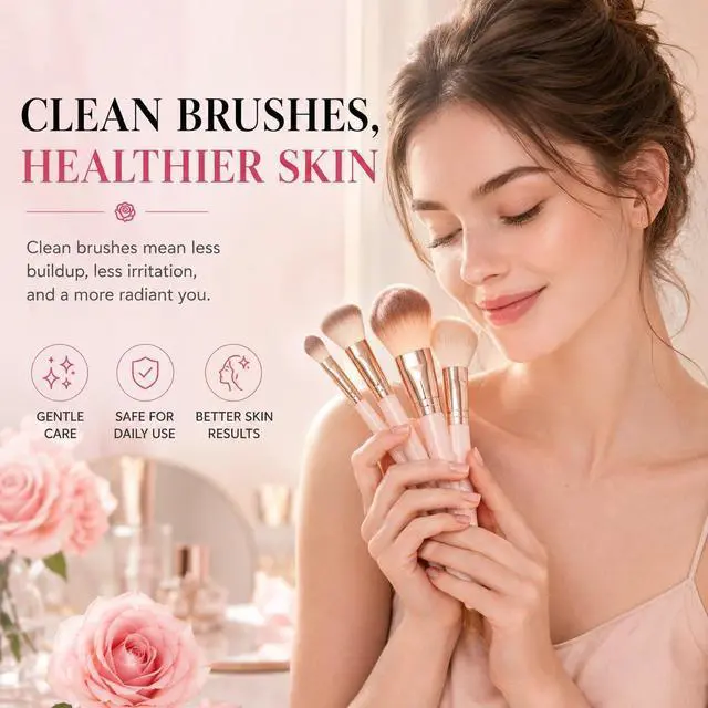 Alt view image 5 of 7 - Makeup Brush Cleaner Soap, Rose Oil Solid Bar | Heart-Shaped Solid Cleanser for Makeup Brushes & Sponges with Silicone Cleaning Pad, Rose Oil Formula, Travel Friendly