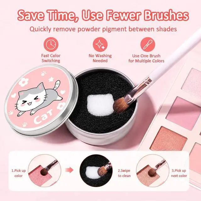 Alt view image 2 of 7 - Ideal Swan 4 Pack Color Removal Cleaner Sponge, Makeup Brush Cleaner Set | 4 color removal sponges, Quickly Clean Makeup Brushes Powder Eliminating Drying Time, Switch Eyeshadow Colored Immediately