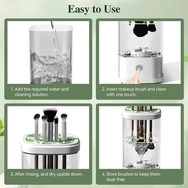 Alt view image 4 of 5 - Electric Makeup Brush Cleaner Machine 2026 Automatic Spinning Makeup Brush Washer & Holder Quick Efficient for Deep Cleaning All Size Brushes, Portable for Travel Home Use, Gifts for Women(White)