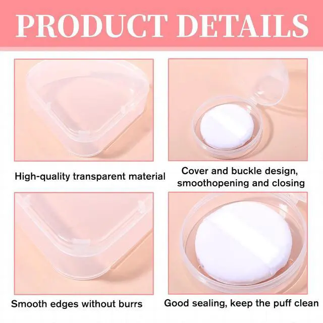 Alt view image 3 of 7 - 4 PCS Toner Pad Travel Case Round Makeup Puff Protective Container Clear Makeup Sponge Protective Container Portable Holder