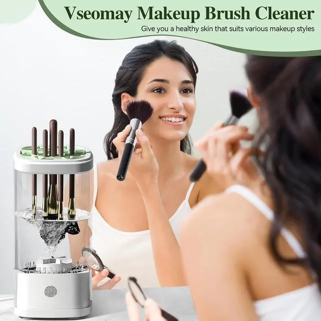 Alt view image 5 of 5 - Electric Makeup Brush Cleaner Machine 2026 Automatic Spinning Makeup Brush Washer & Holder Quick Efficient for Deep Cleaning All Size Brushes, Portable for Travel Home Use, Gifts for Women(White)