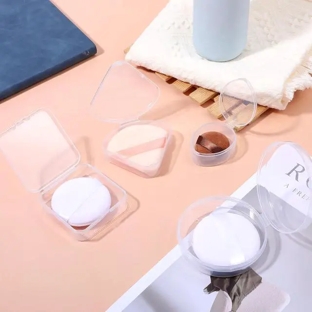 Alt view image 4 of 7 - 4 PCS Toner Pad Travel Case Round Makeup Puff Protective Container Clear Makeup Sponge Protective Container Portable Holder