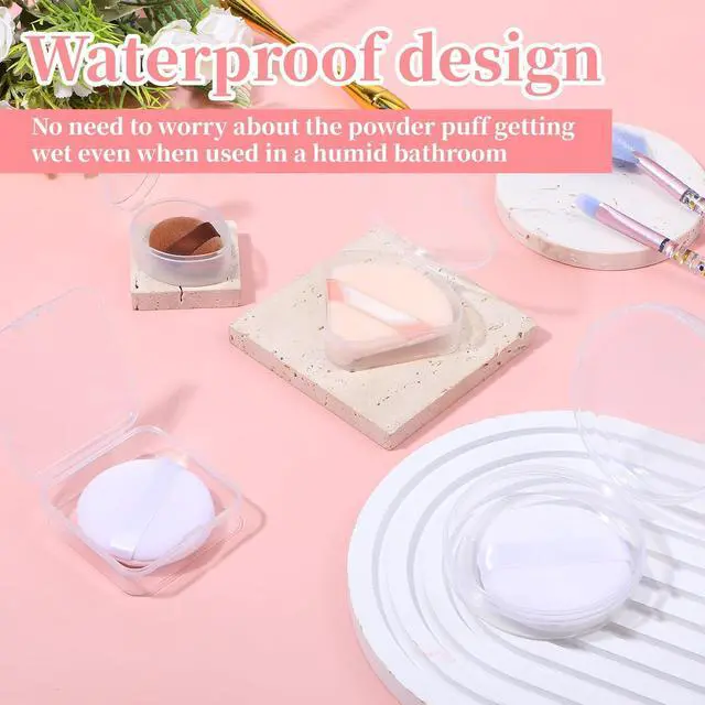 Alt view image 7 of 7 - 4 PCS Toner Pad Travel Case Round Makeup Puff Protective Container Clear Makeup Sponge Protective Container Portable Holder