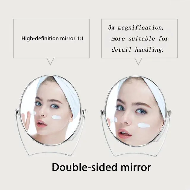 Alt view image 2 of 4 - WMugthome Two-Sided 4-In/6-in with Handle Portable Round Makeup/Travel/Desk Mirror with 1X and 3X Magnification(Silver, 4inch)