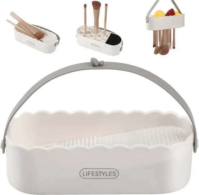 Main image of DUcare Makeup Brush Cleaner Mat 4 in 1 Silicone Makeup Brush Cleaner Bowl Cosmetic Brushes Cleaning Tool Organizer for Storage and Air Drying