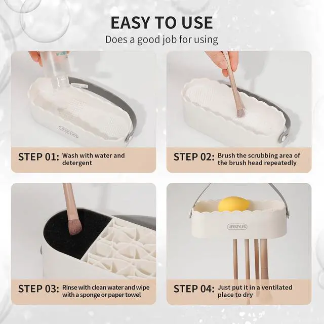 Alt view image 5 of 7 - DUcare Makeup Brush Cleaner Mat 4 in 1 Silicone Makeup Brush Cleaner Bowl Cosmetic Brushes Cleaning Tool Organizer for Storage and Air Drying