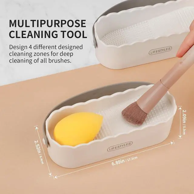 Alt view image 6 of 7 - DUcare Makeup Brush Cleaner Mat 4 in 1 Silicone Makeup Brush Cleaner Bowl Cosmetic Brushes Cleaning Tool Organizer for Storage and Air Drying