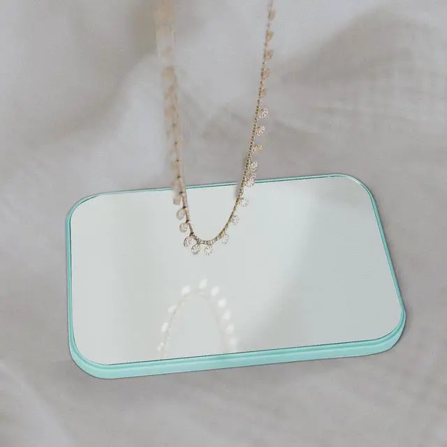 Alt view image 7 of 7 - 2Pcs Table Desk Vanity 8-Inch Makeup Mirror, Simple Portable Travel Mirror with Stand, Standing and Wall Hanging Dual-use Blue