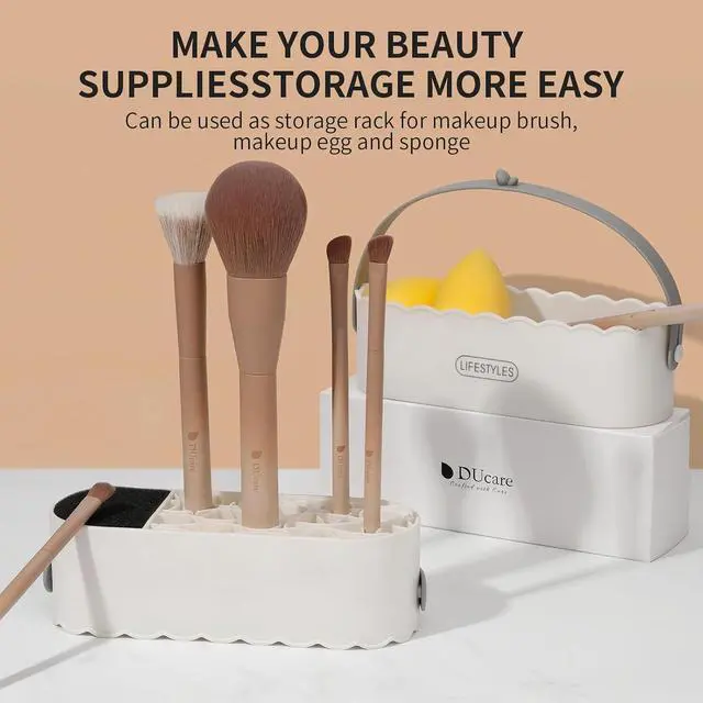 Alt view image 7 of 7 - DUcare Makeup Brush Cleaner Mat 4 in 1 Silicone Makeup Brush Cleaner Bowl Cosmetic Brushes Cleaning Tool Organizer for Storage and Air Drying