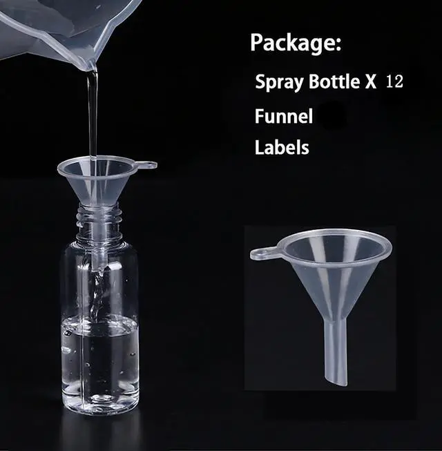Alt view image 2 of 3 - Spray Bottles, 12 Pack 4oz 120ml Clear Empty Fine Mist Plastic Mini Travel Bottle Set, Small Refillable Liquid Containers, 4 Ounce