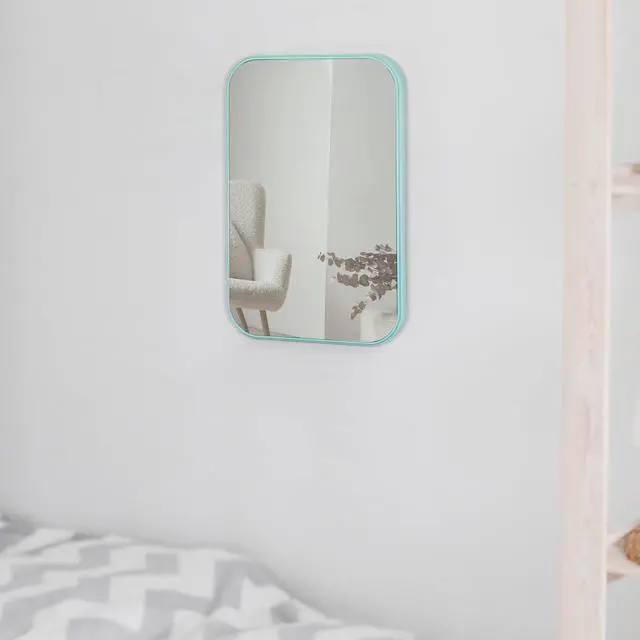 Alt view image 4 of 7 - 2Pcs Table Desk Vanity 8-Inch Makeup Mirror, Simple Portable Travel Mirror with Stand, Standing and Wall Hanging Dual-use Blue