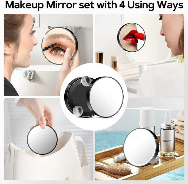 Alt view image 7 of 7 - MIYADIVA Magnifying Mirror Set, 20x&30x&40x Suction Cup Makeup Mirror, 2 Tweezers & Storage Bag, 3.5 Inch Compact Mirror for Travel, Bathroom, Home, Gifts for Women