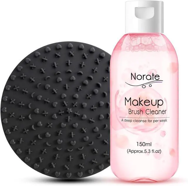 Main image of Norate Makeup Brush Cleaner, Make Up Brush Cleaner Cleanser Solution + Brush Cleaner Mat, Make Up Cleaner for Brushes, Sponges, Deep Clean Brush Shampoo, Gentle Formula Cruelty Free & Vegan 2Pcs Set