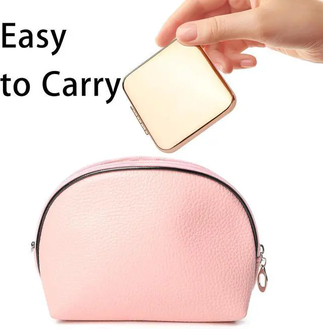 Alt view image 4 of 7 - Compact Mirror, Pocket Travel Makeup Mirror for Purse, Metal Square Shell, 2-Sided 1X/2X Magnifying, Portable, Folding, Handheld, Rose,2 Pack