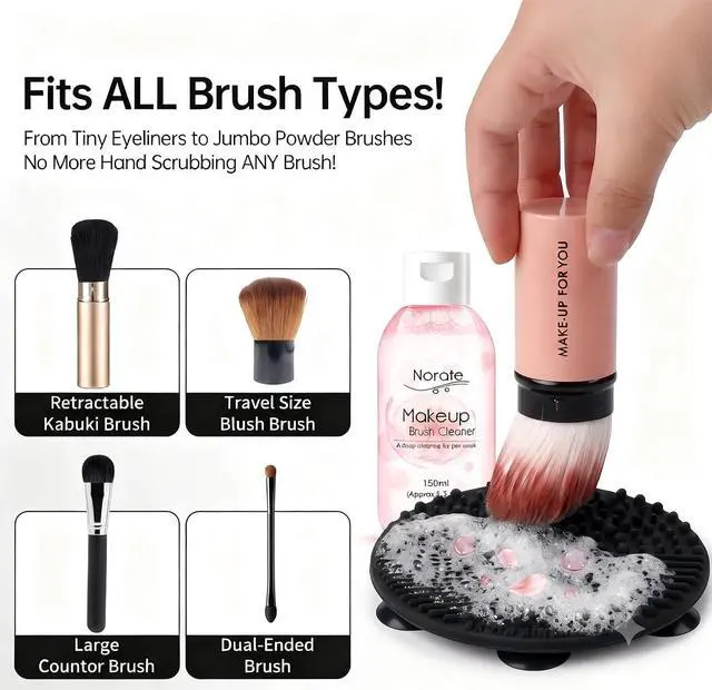 Alt view image 4 of 7 - Norate Makeup Brush Cleaner, Make Up Brush Cleaner Cleanser Solution + Brush Cleaner Mat, Make Up Cleaner for Brushes, Sponges, Deep Clean Brush Shampoo, Gentle Formula Cruelty Free & Vegan 2Pcs Set