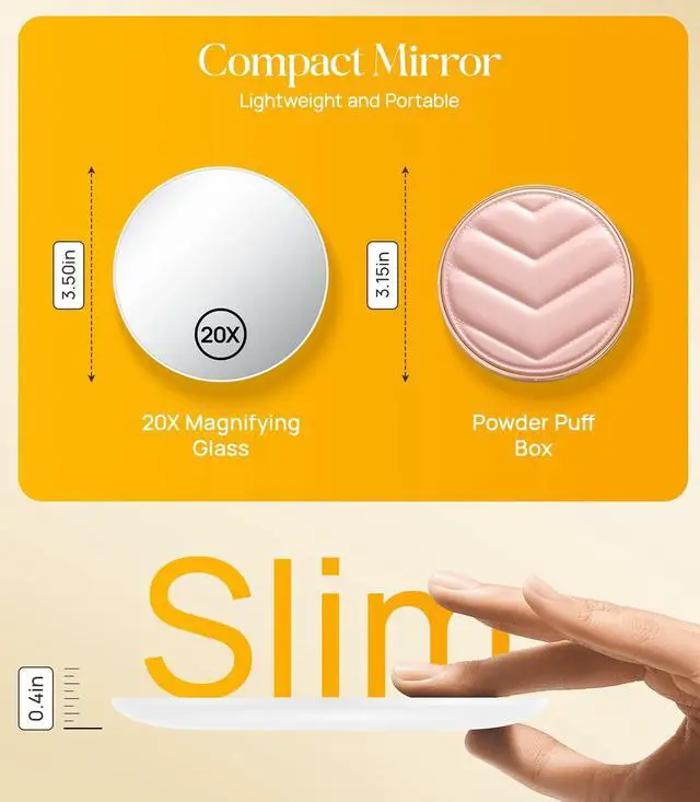 Alt view image 5 of 7 - Gospire 20X Magnifying Mirror with Magnetic, 3.5 Inch, White | Round Use for Makeup Application, with Storage Bag, Compact & Portable Magnified Cosmetic for Trave