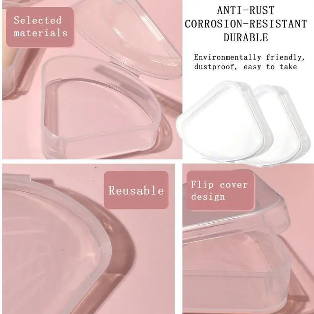 Alt view image 3 of 7 - 8 PCS Triangle Powder Puffs Holder Cases Clear Makeup Sponge Protective Container Portable Beauty Blender Holder Reusable Dust-Proof Pocket Cosmetic Puff Box for Travel (Transparent)